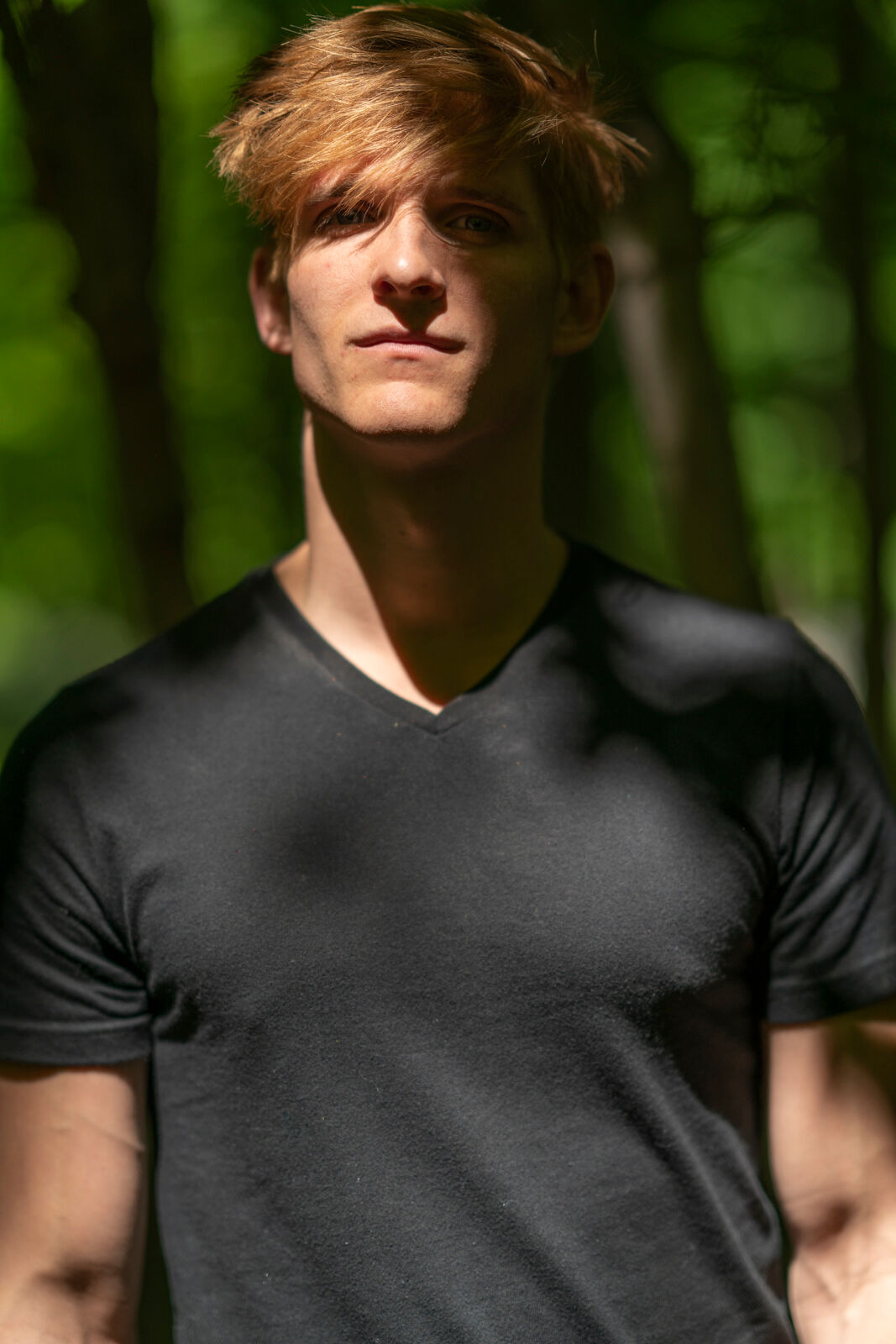 Actor, outdoors, woods, blond